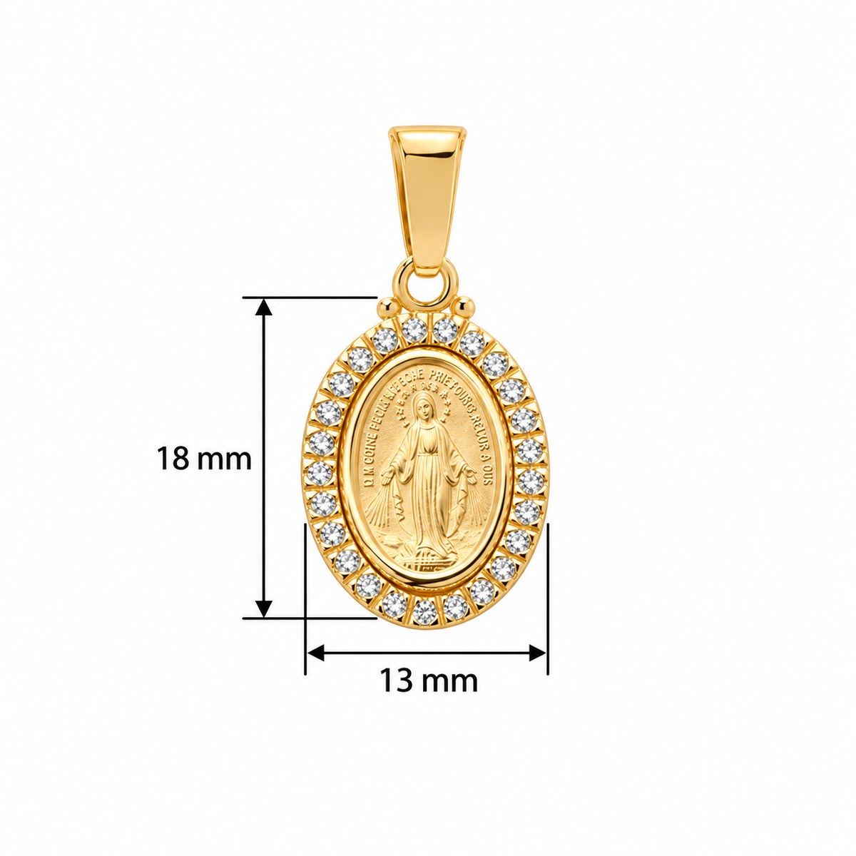 18KT Yellow Gold Lady of Miraculous Diamond Medal Necklace