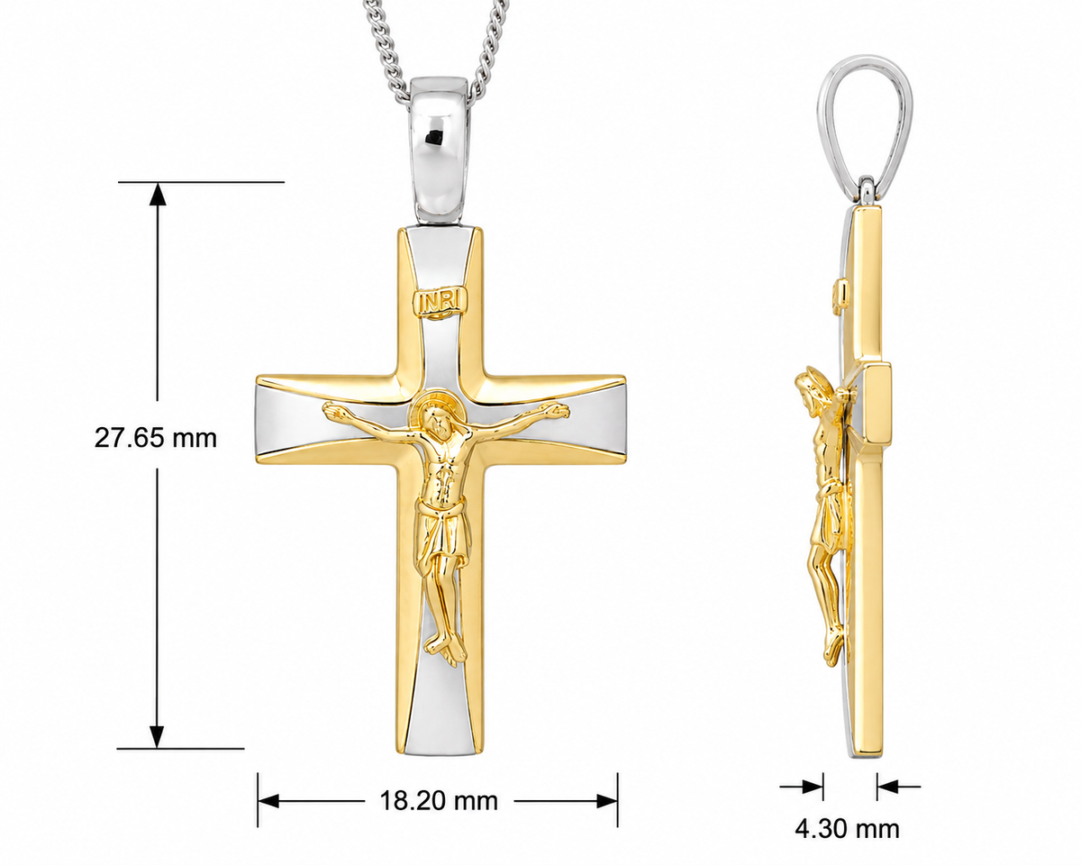 18KT Yellow And White Gold Two-Tone INRI Crucifix