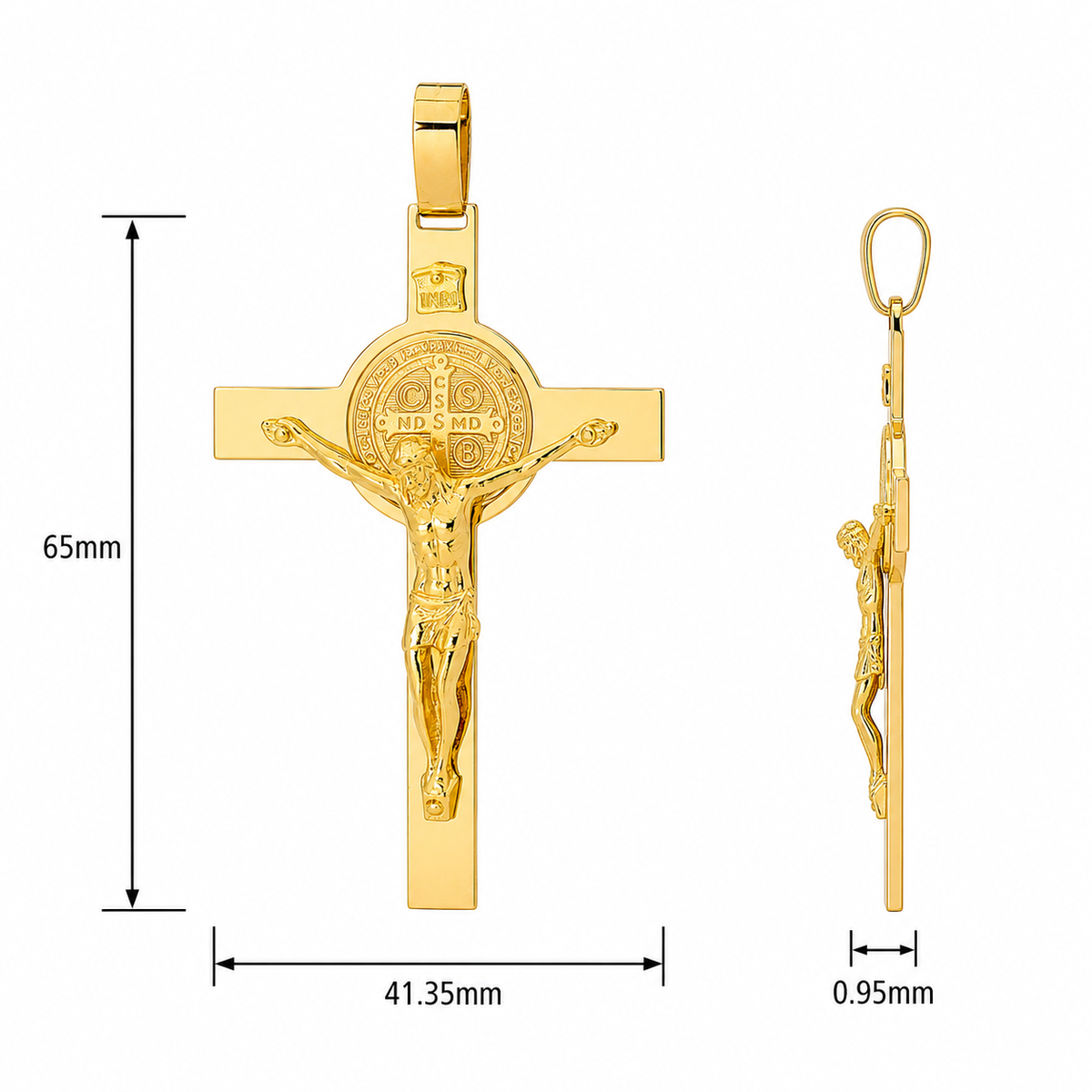 18KT Yellow Gold St Benedict Cross Pendant