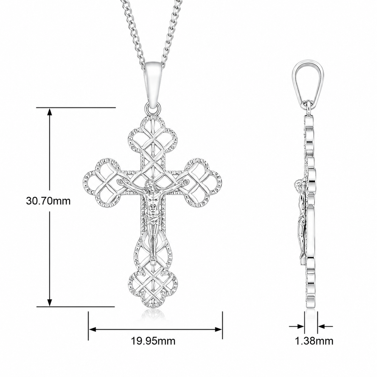18KT Diamond Cut White Gold Orthodox Cross Pendant