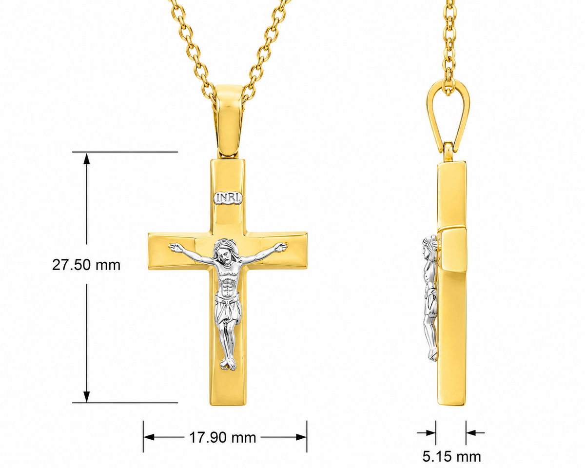 18KT Yellow And White Gold Crucifix