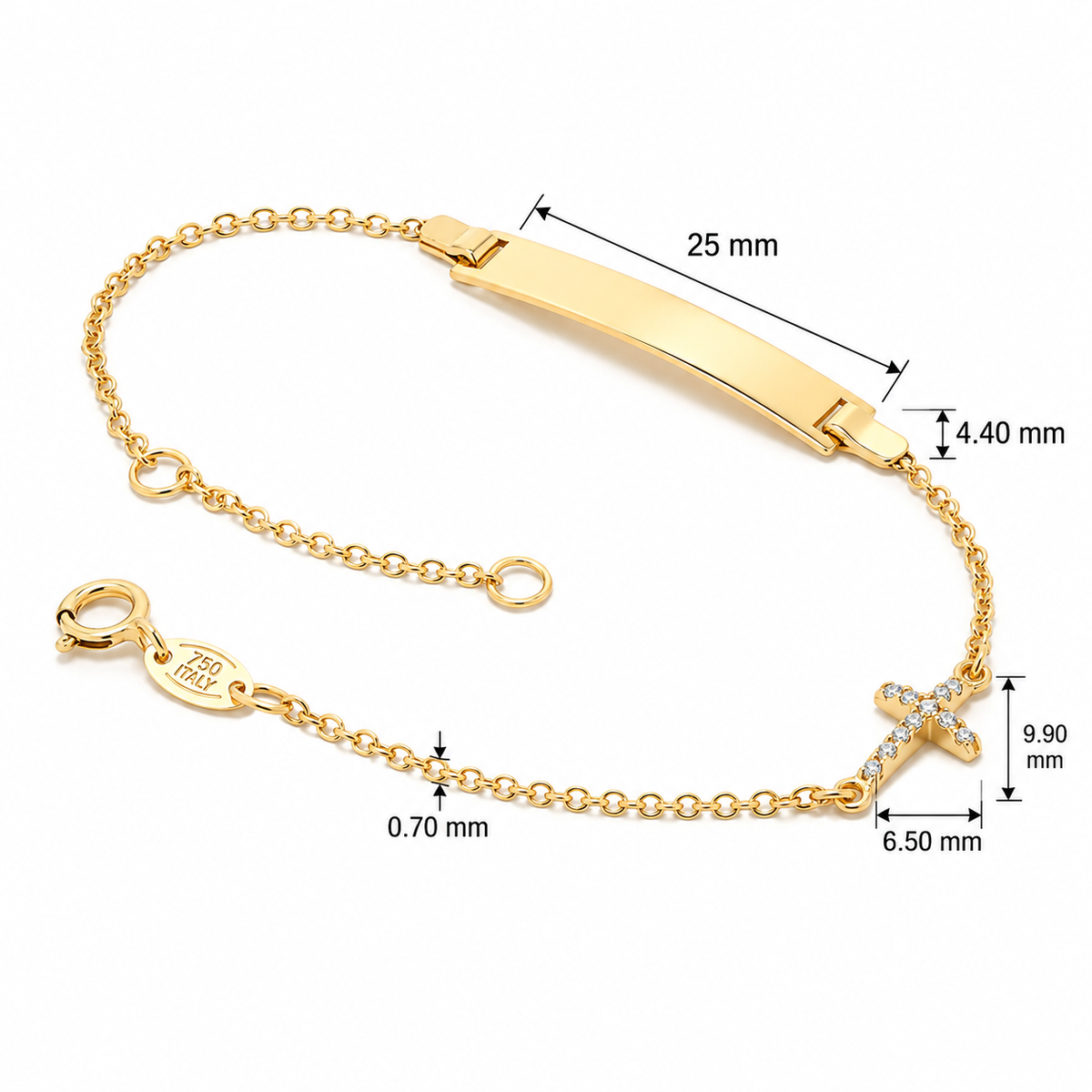 18KT Yellow Gold CZ Baby ID Bracelet