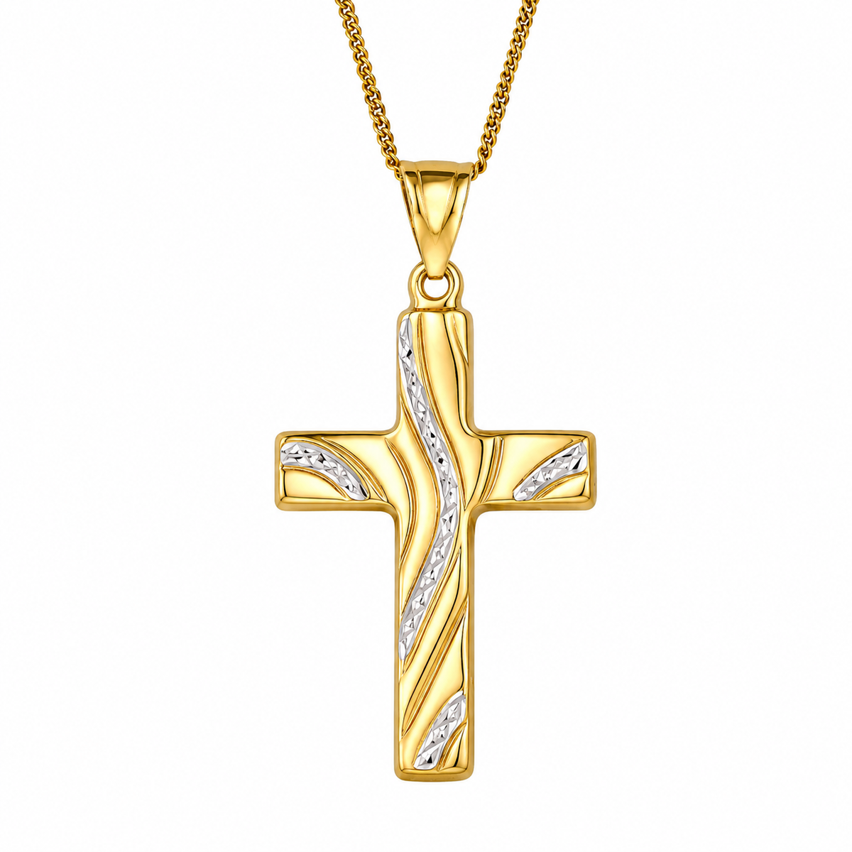 9KT White/Yellow Gold Cross Pendant
