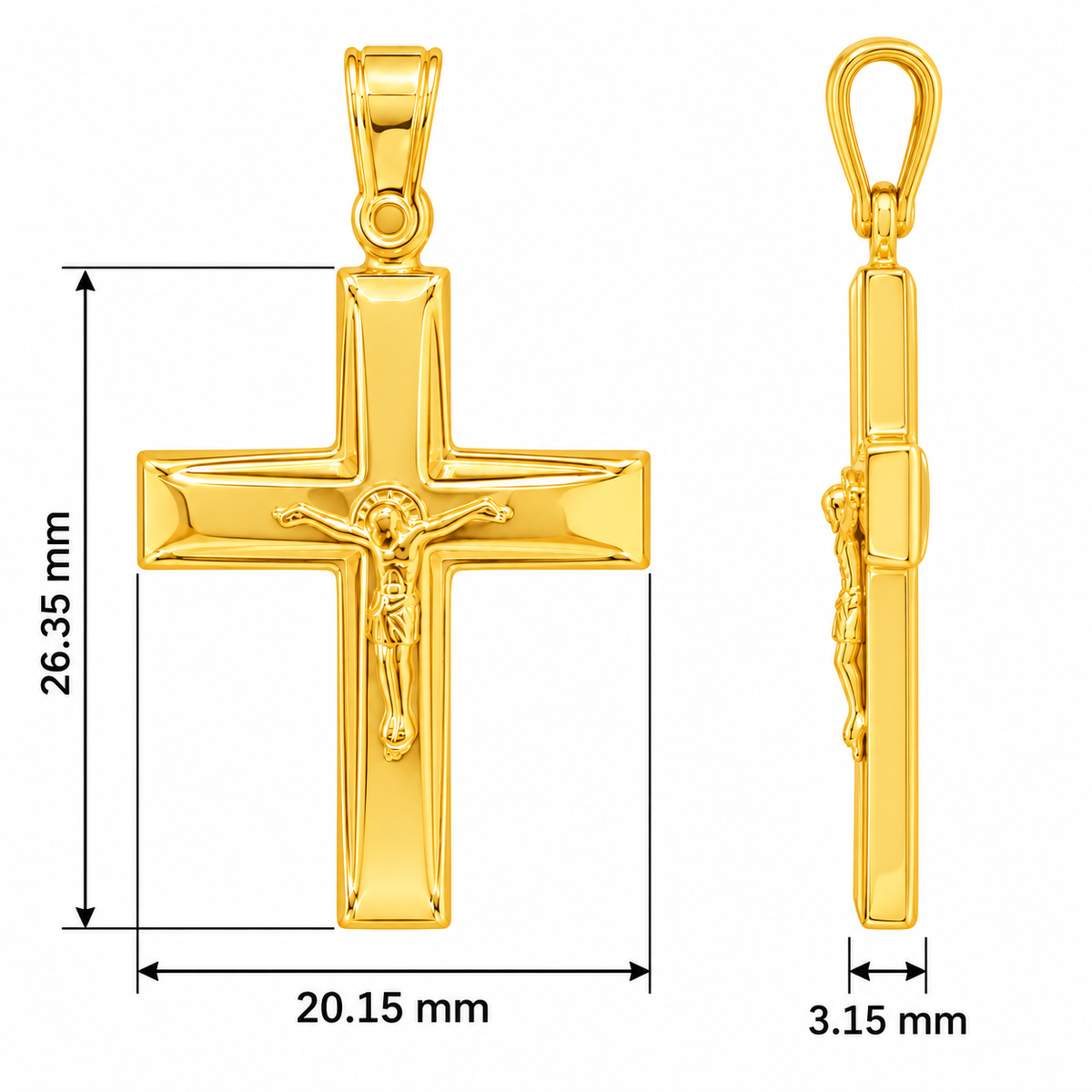 9KT Yellow Gold Crucifix Cross Pendant