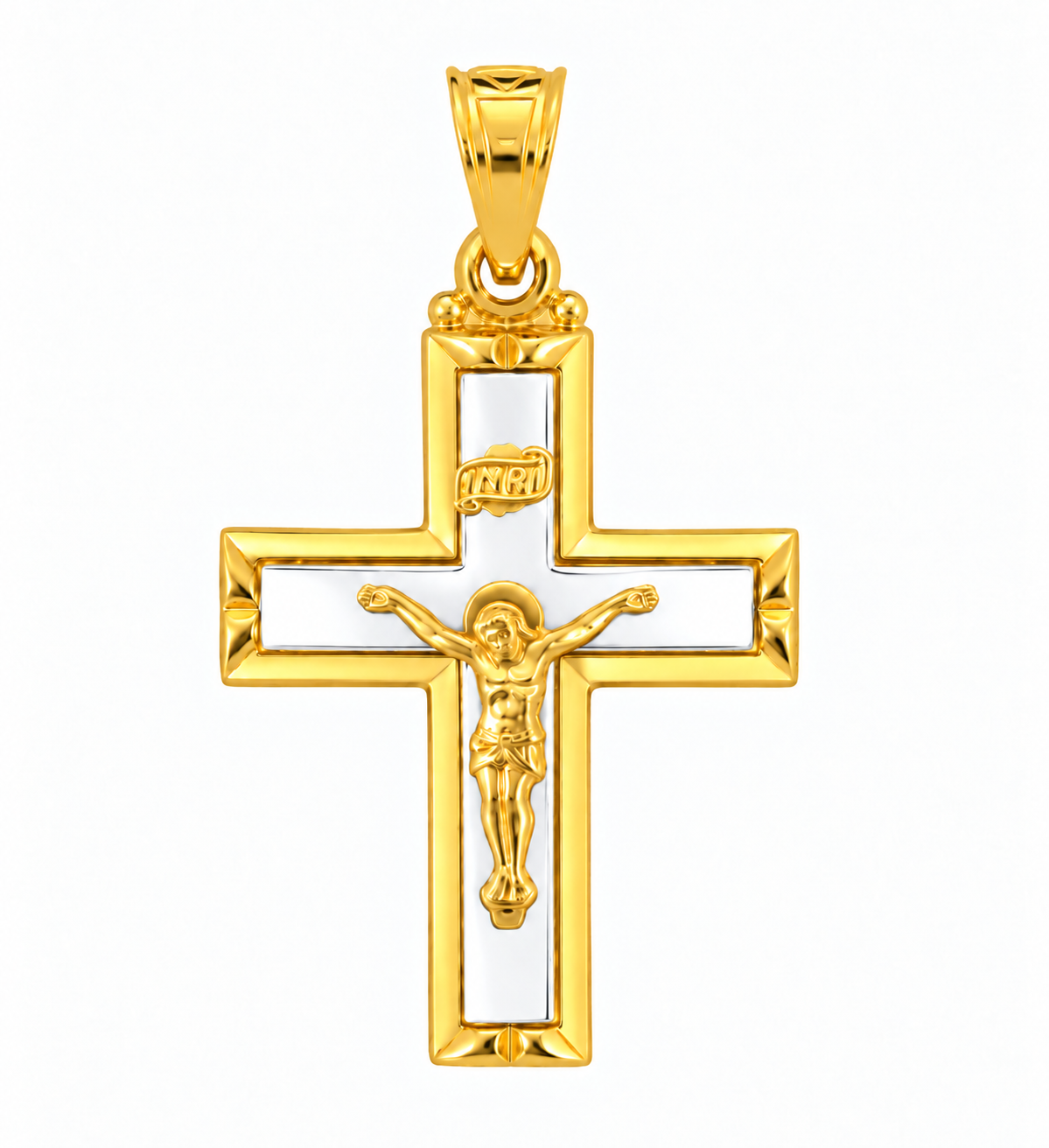 18KT Yellow and White Gold Cross Pendant