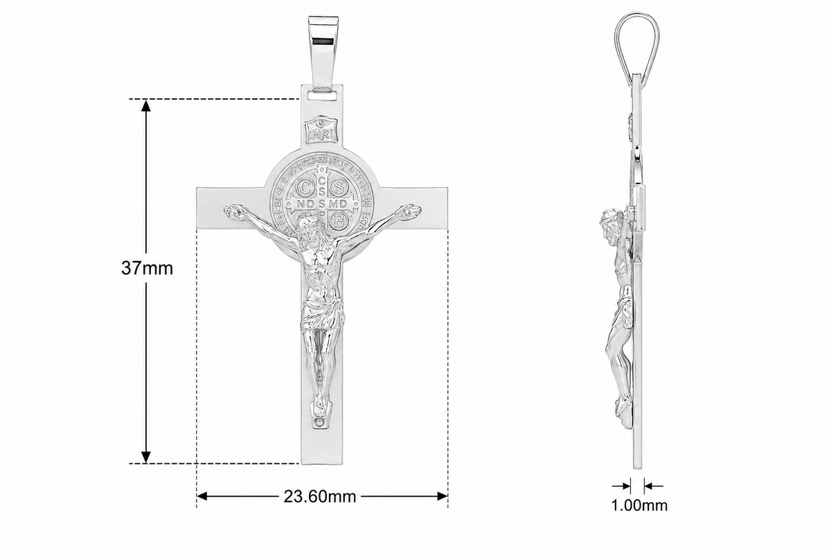 Sterling Silver St Benedict Cross Pendant