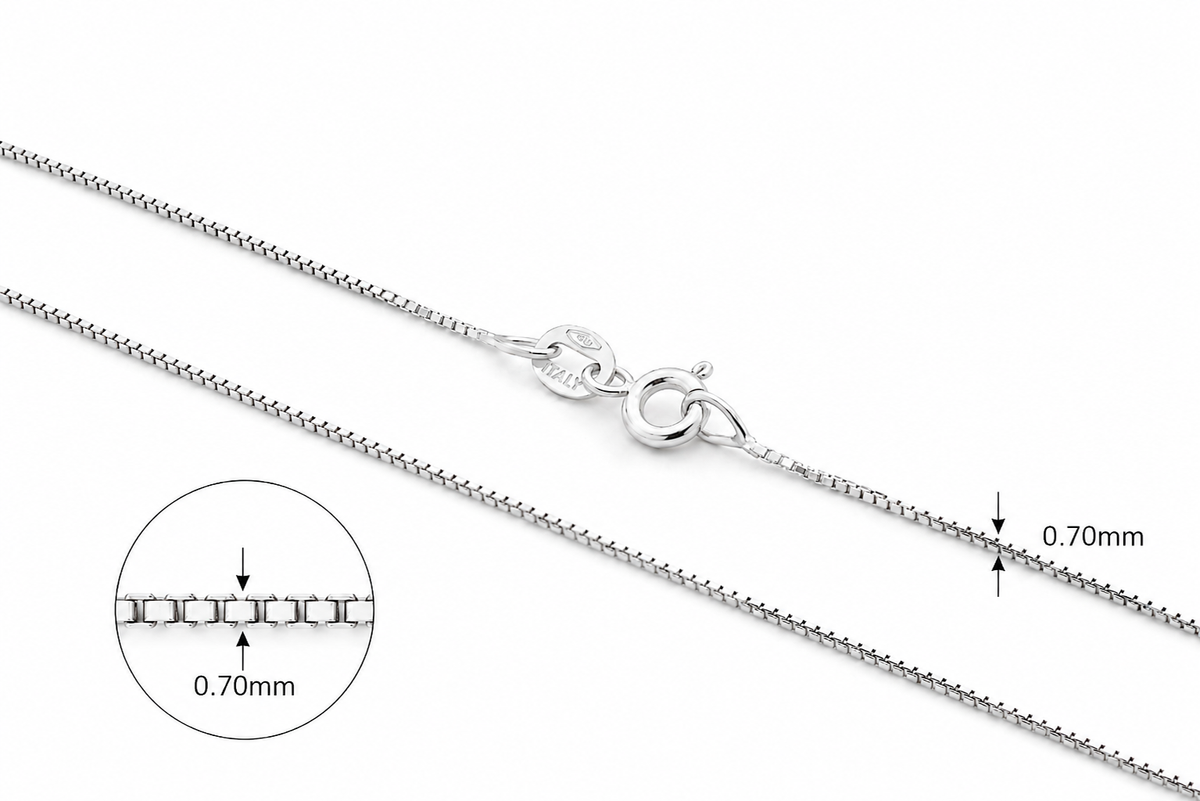 18KT White Gold Box Chain