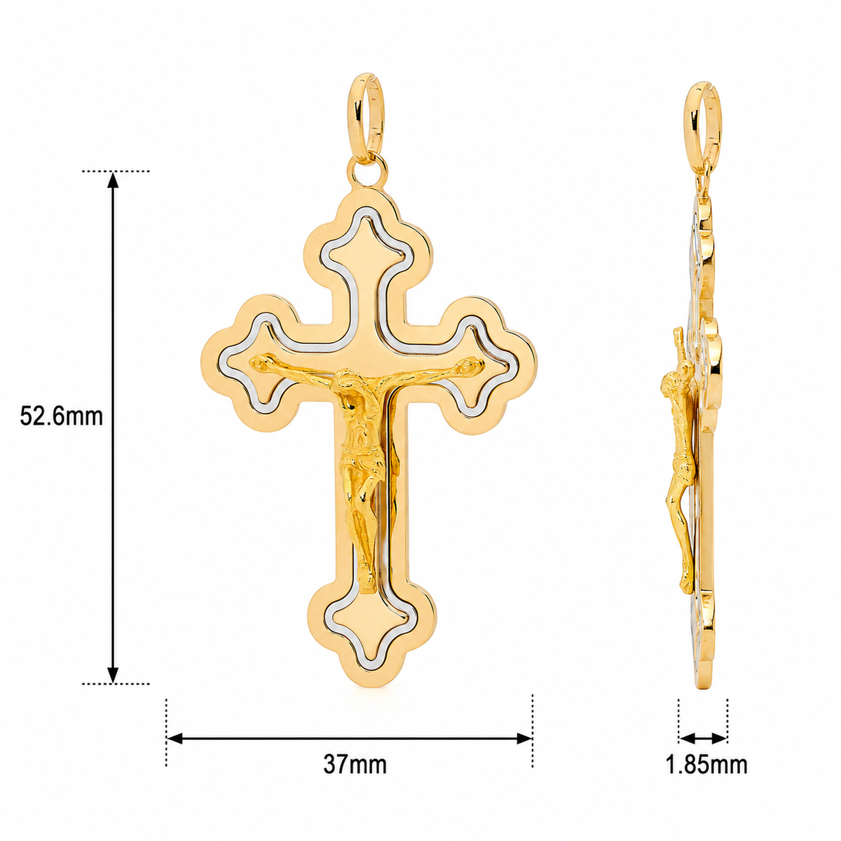 18KT Yellow and White Gold Orthodox Shape Cross Pendant