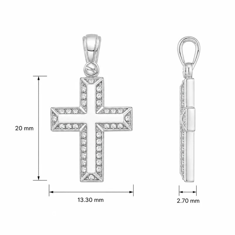 9KT White Gold Cross Pendant (Chain not included)