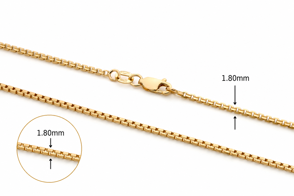 9KT Yellow Gold Concave Box Chain