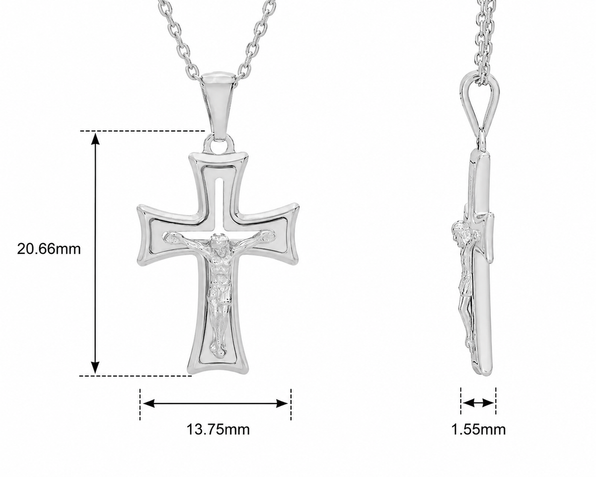 18KT White Gold Point Edge Shape Cross Pendant