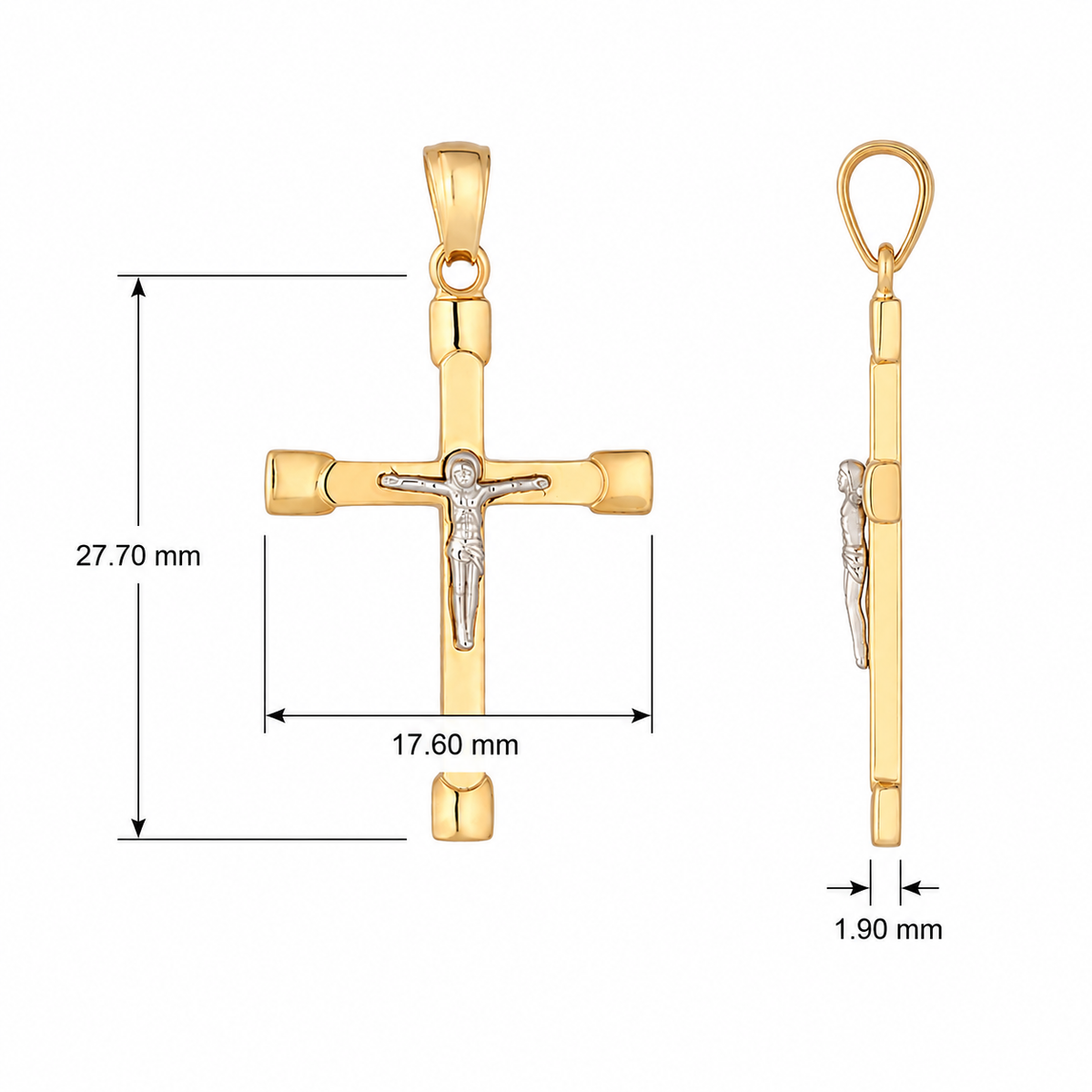 9KT Yellow and White Gold Crucifix Cross Pendant