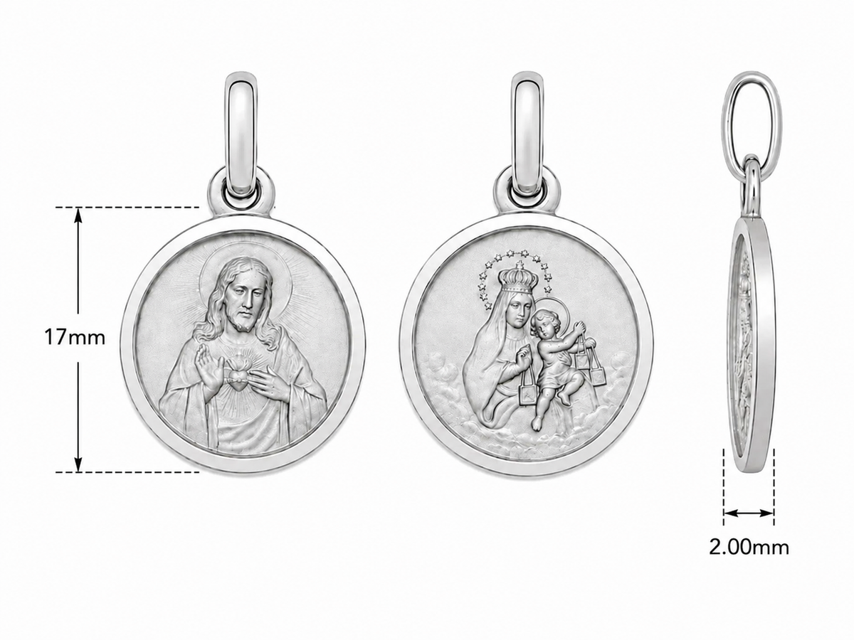 17mm Sterling Silver  Scapular Medal Pendant