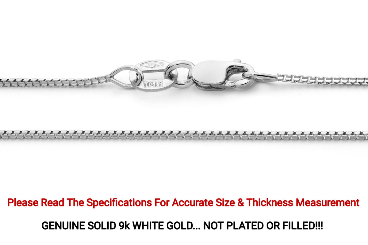 9KT White Gold Box Chain