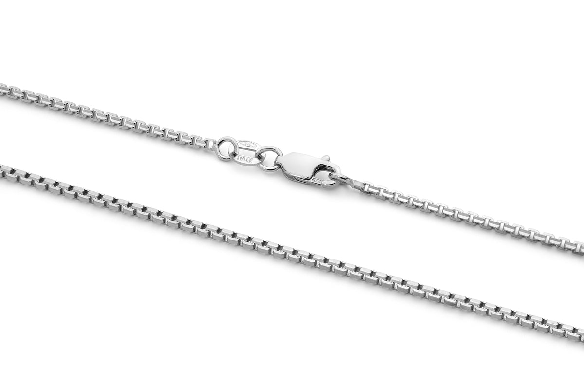9KT White Gold Concave Box Chain