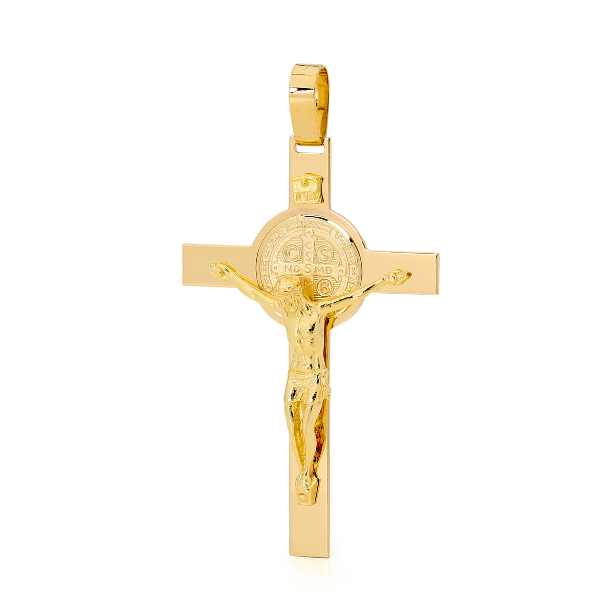 9KT Yellow Gold Saint Benedict Cross Pendant (Chain not included)