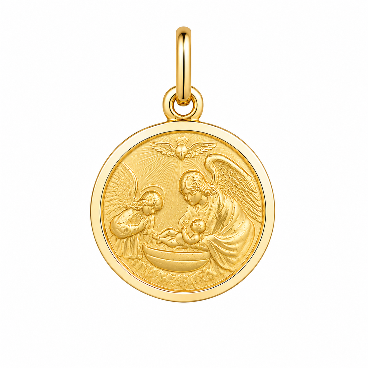 17mm 9KT Yellow Gold Baptism Medal Pendant
