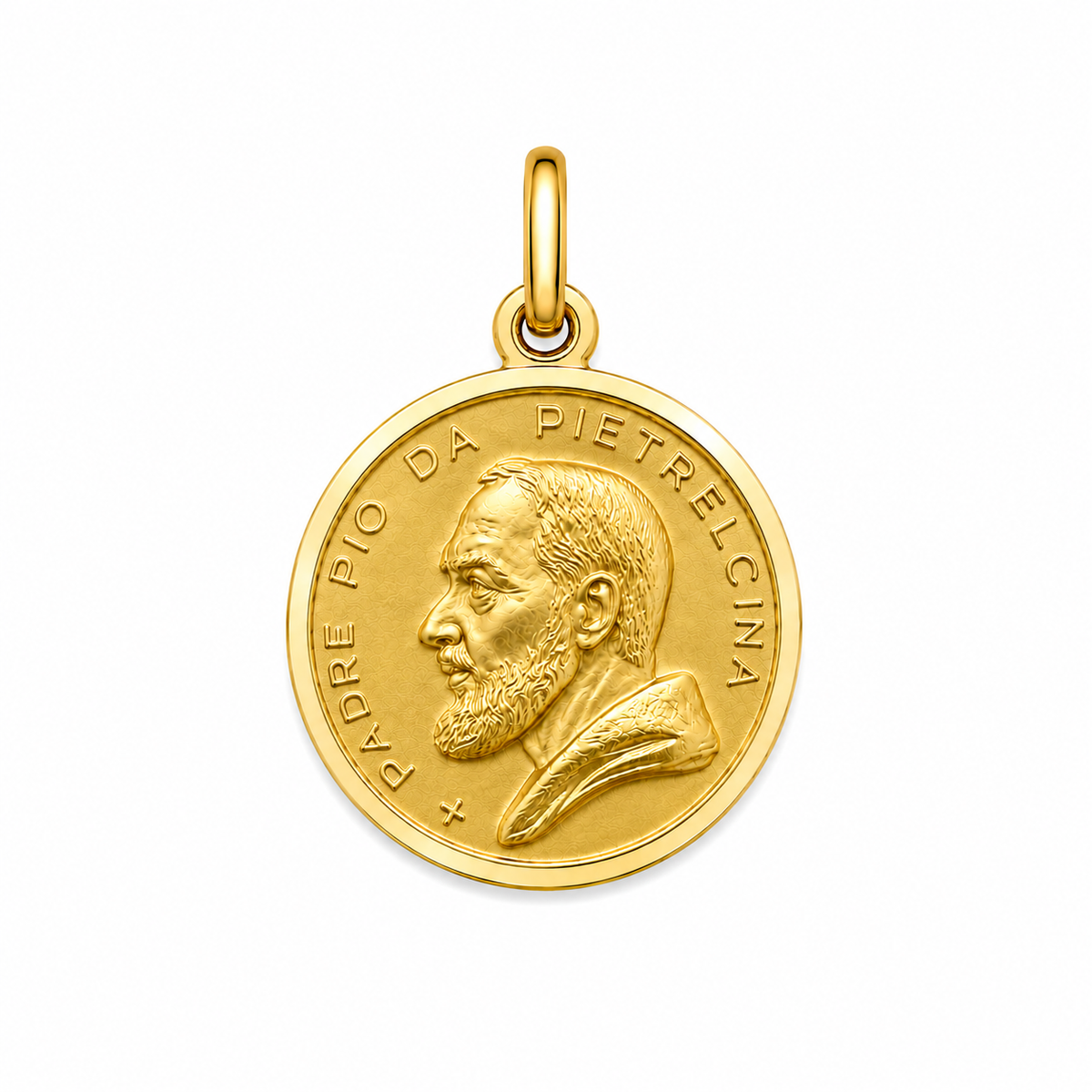 17mm 9KT Yellow Gold Padre Pio  Medal Pendant