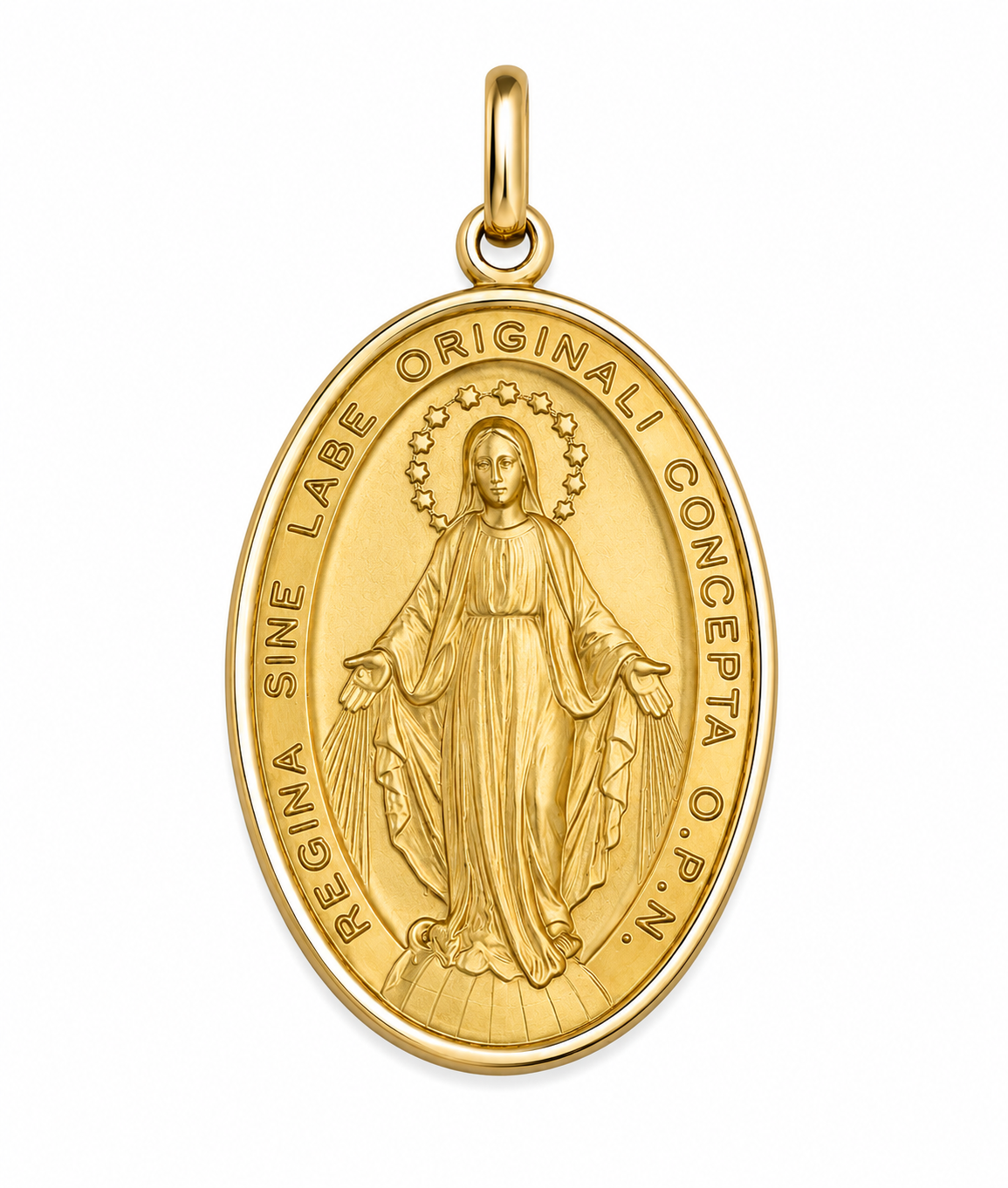 20x14mm 9KT Yellow Gold Our Lady of Miraculous Medal Pendant