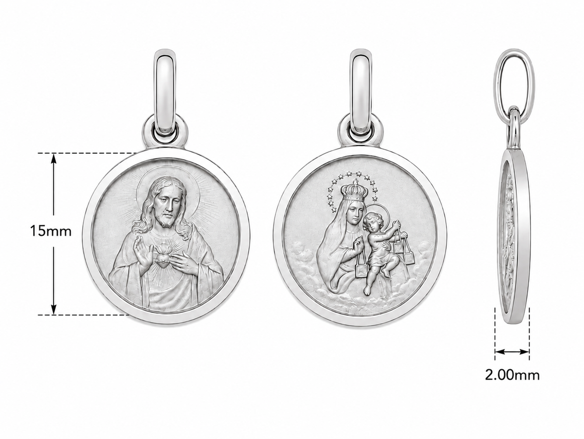 15mm 9KT White Gold Scapular Medal Pendant