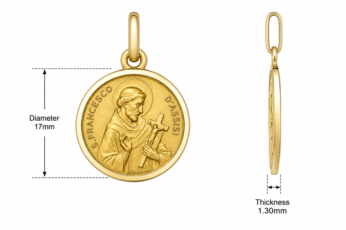 9KT Yellow Gold St Francis Medal Pendant