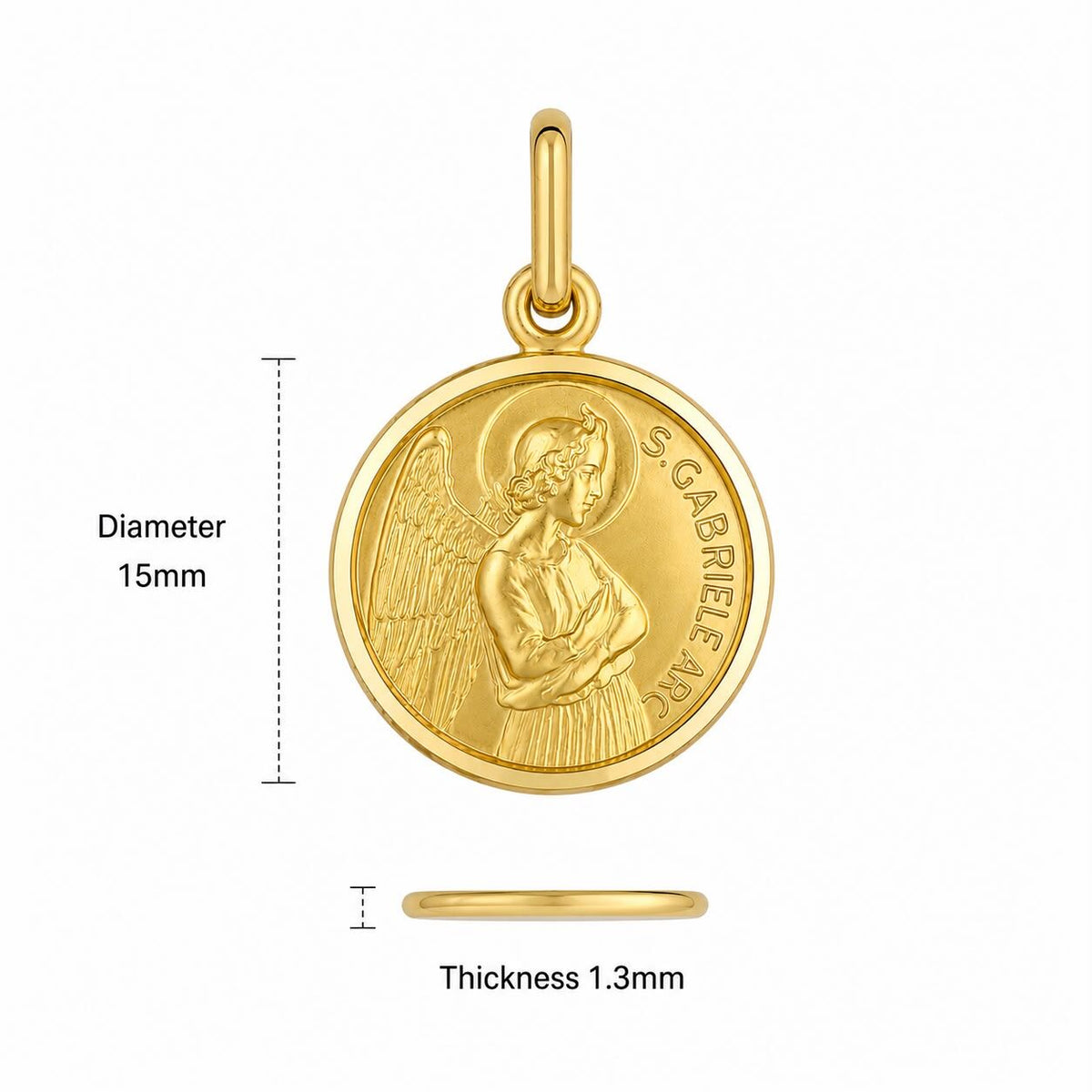 15mm 9KT Yellow Gold St Gabriel Medal Pendant
