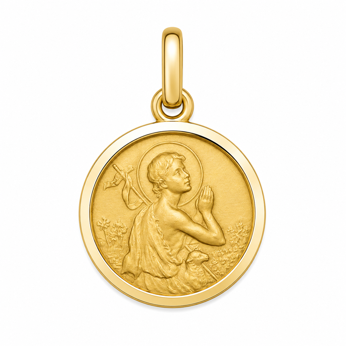 17mm 9KT Yellow Gold St John Medal Pendant