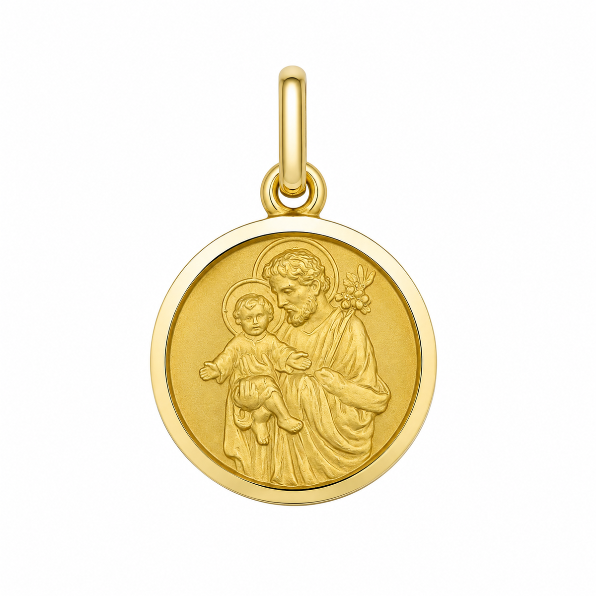 17mm 9KT Yellow Gold St Joseph Medal Pendant