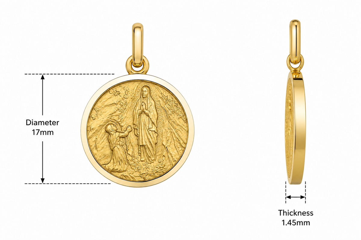 9KT Yellow Gold St Lourdes Medal Pendant