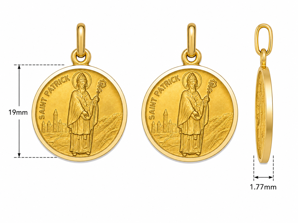 19mm 9KT Yellow Gold St Patrick Medal Pendant