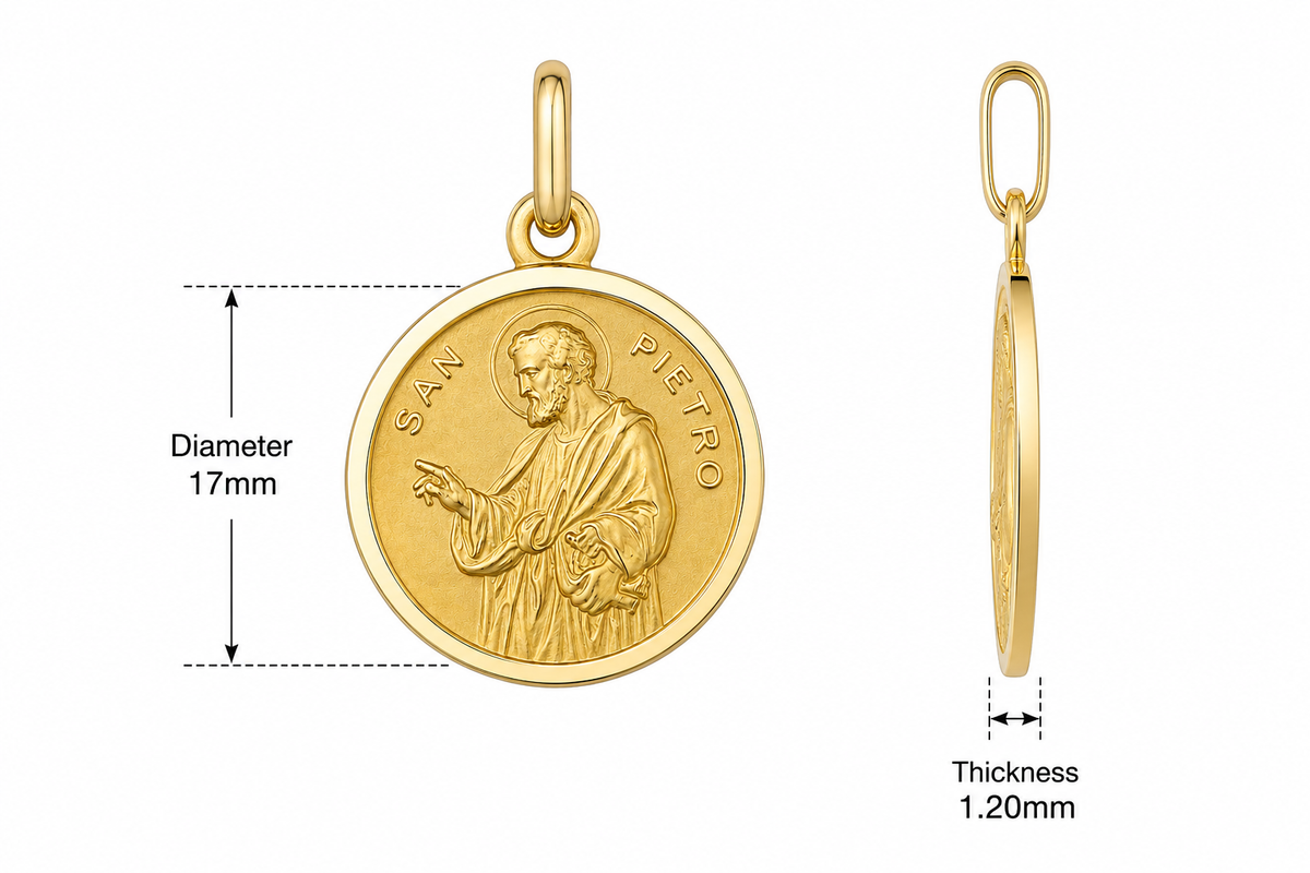 17mm 9KT Yellow Gold St Peter Medal Pendant