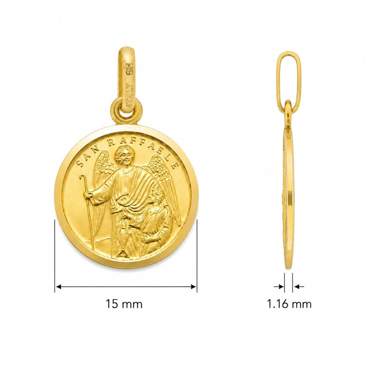 15mm 9KT Yellow Gold St Raphael Medal Pendant