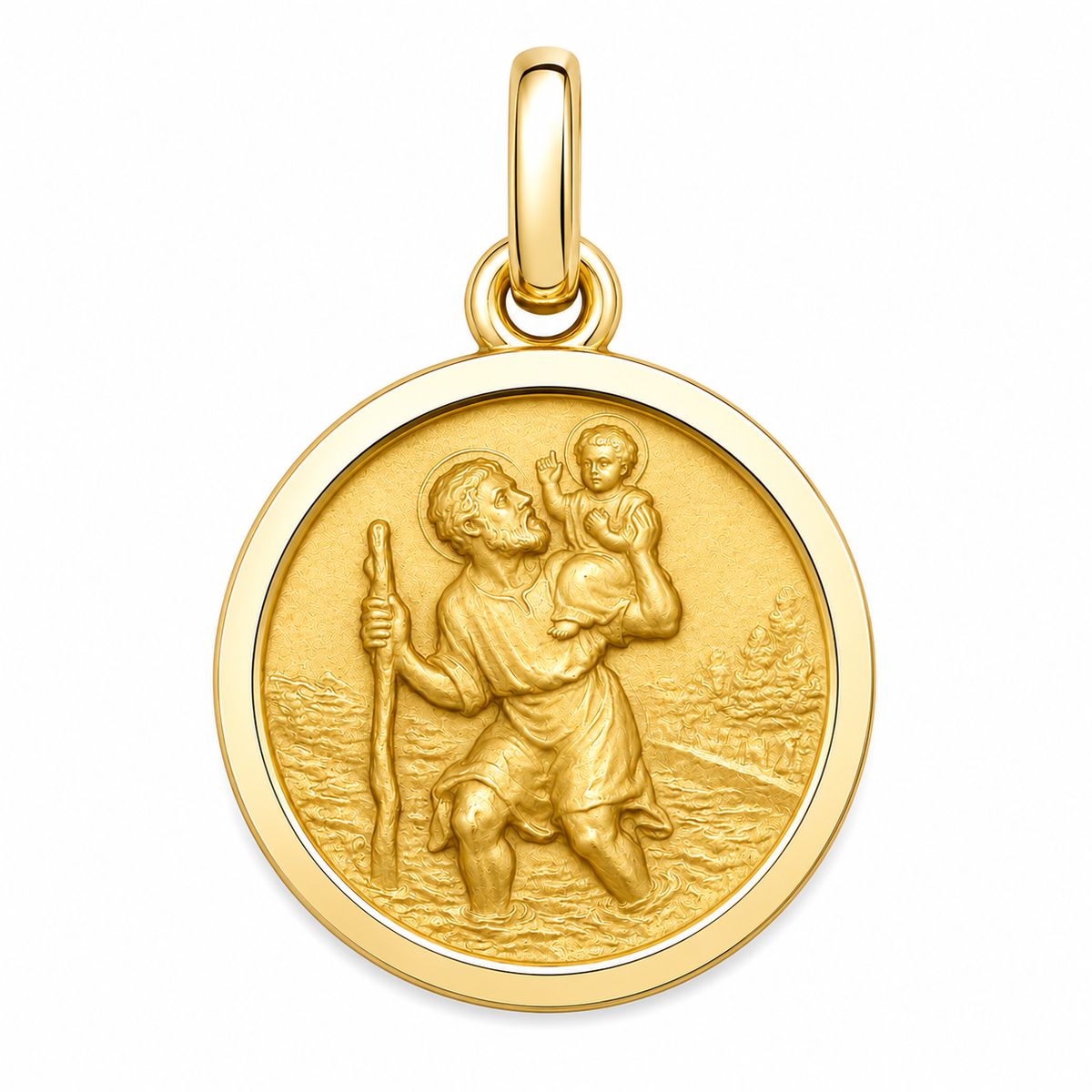 17mm 9KT Yellow Gold St Christopher Medal Pendant