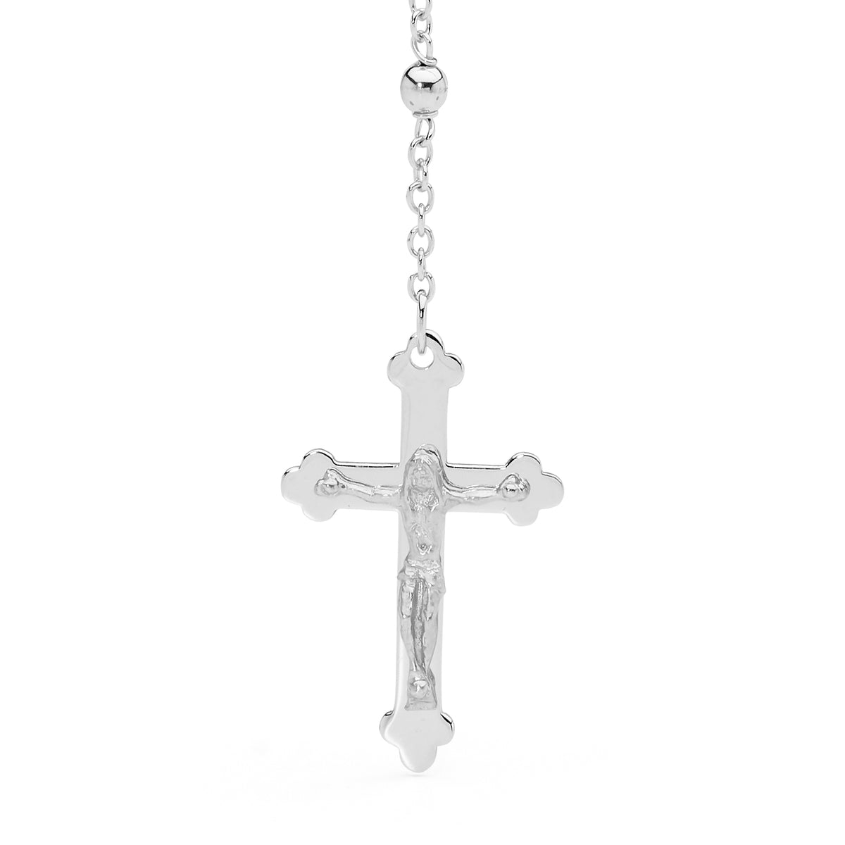 9KT White Gold Rosary Bead Necklace