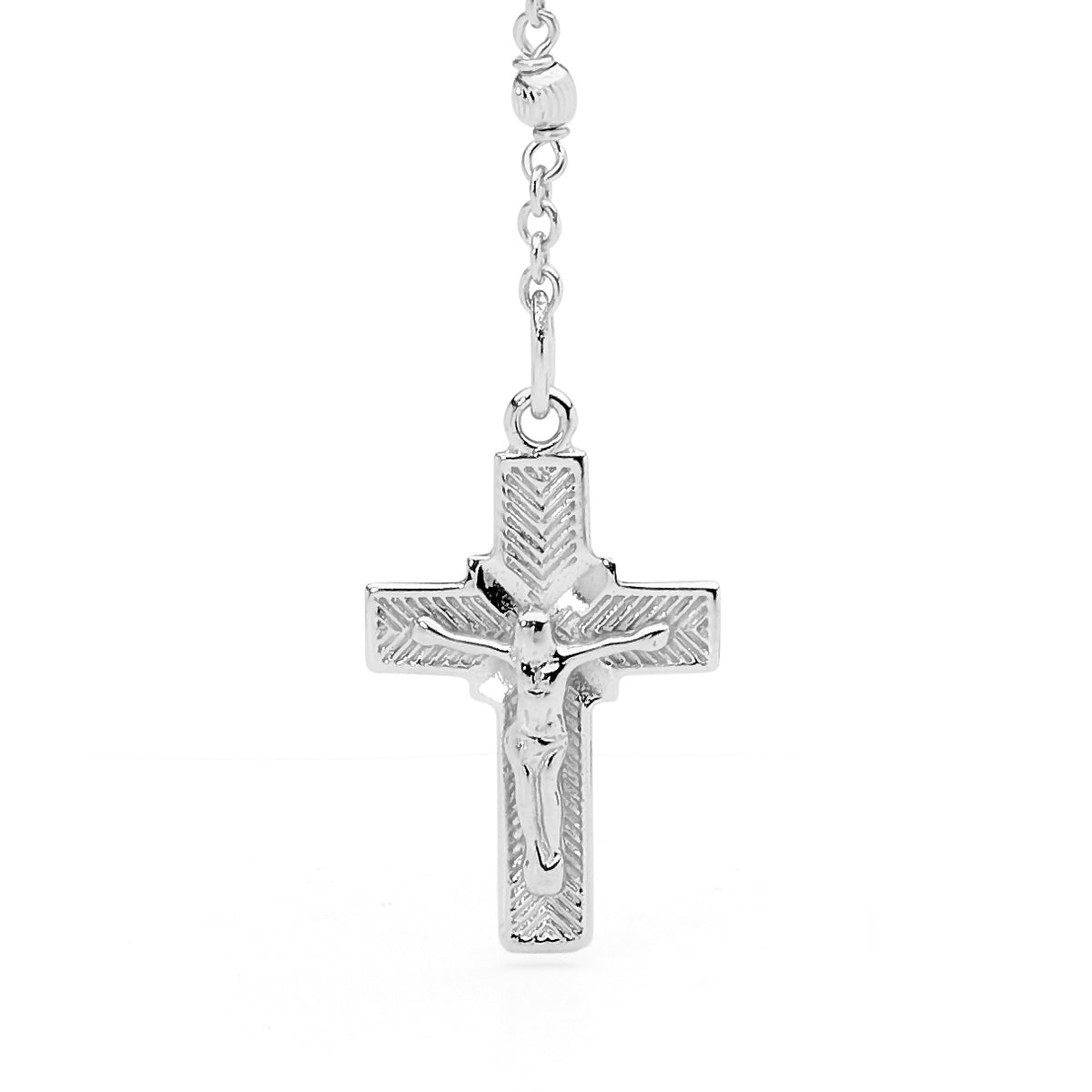 9KT White Gold Rosary Bead Necklace