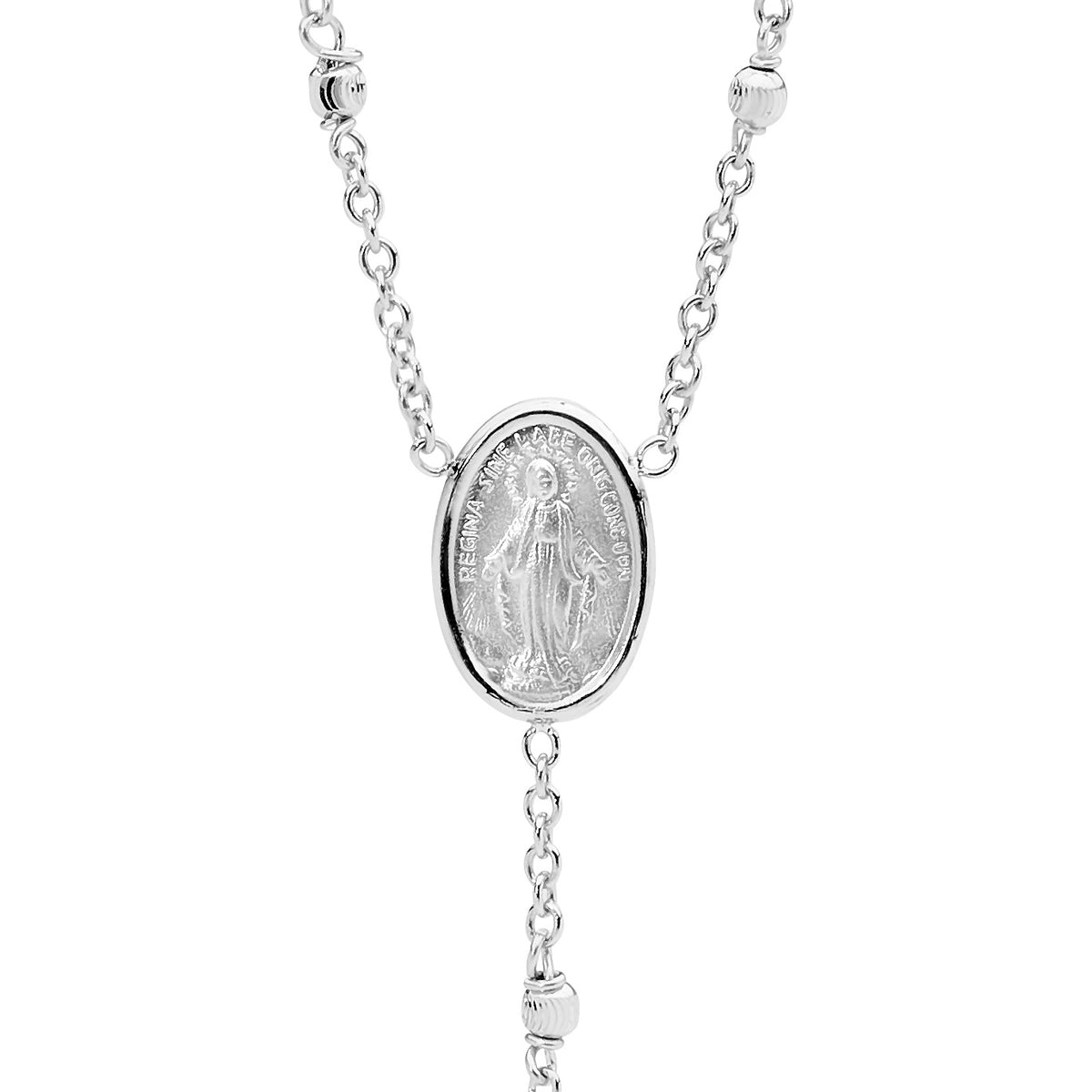9KT White Gold Rosary Bead Necklace