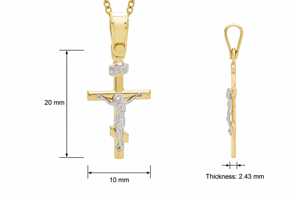18KT Yellow and White Gold Cross Pendant