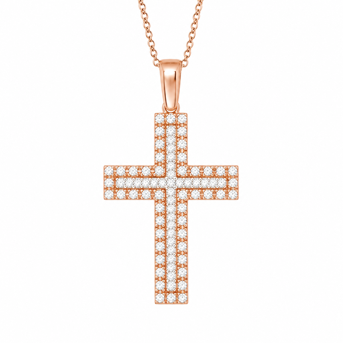 9KT Rose/White Gold Cross Pendant