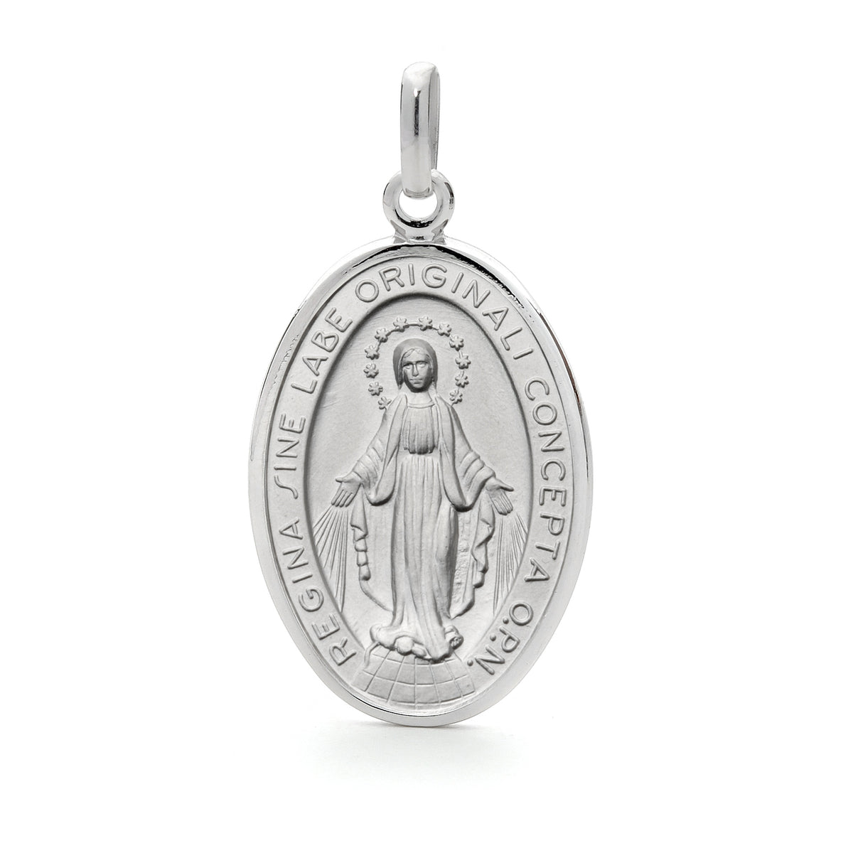 33.36x23mm Sterling Silver Our Lady of Miraculous Medal Pendant