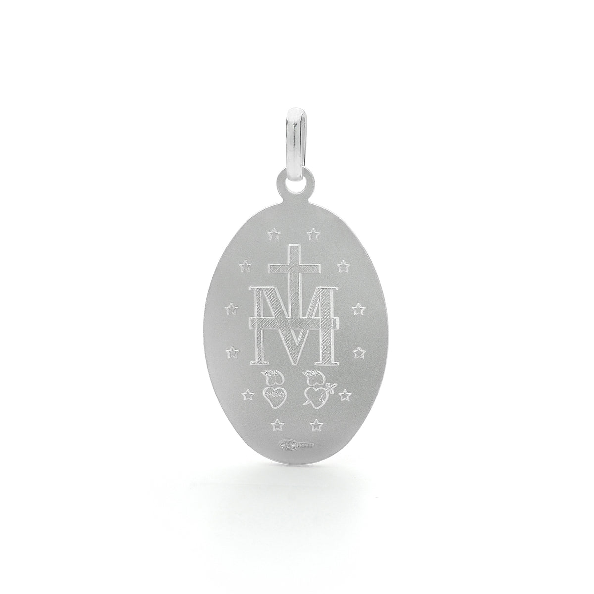 Sterling Silver Our Lady of Miraculous Medal Concave Curb Chain Necklace