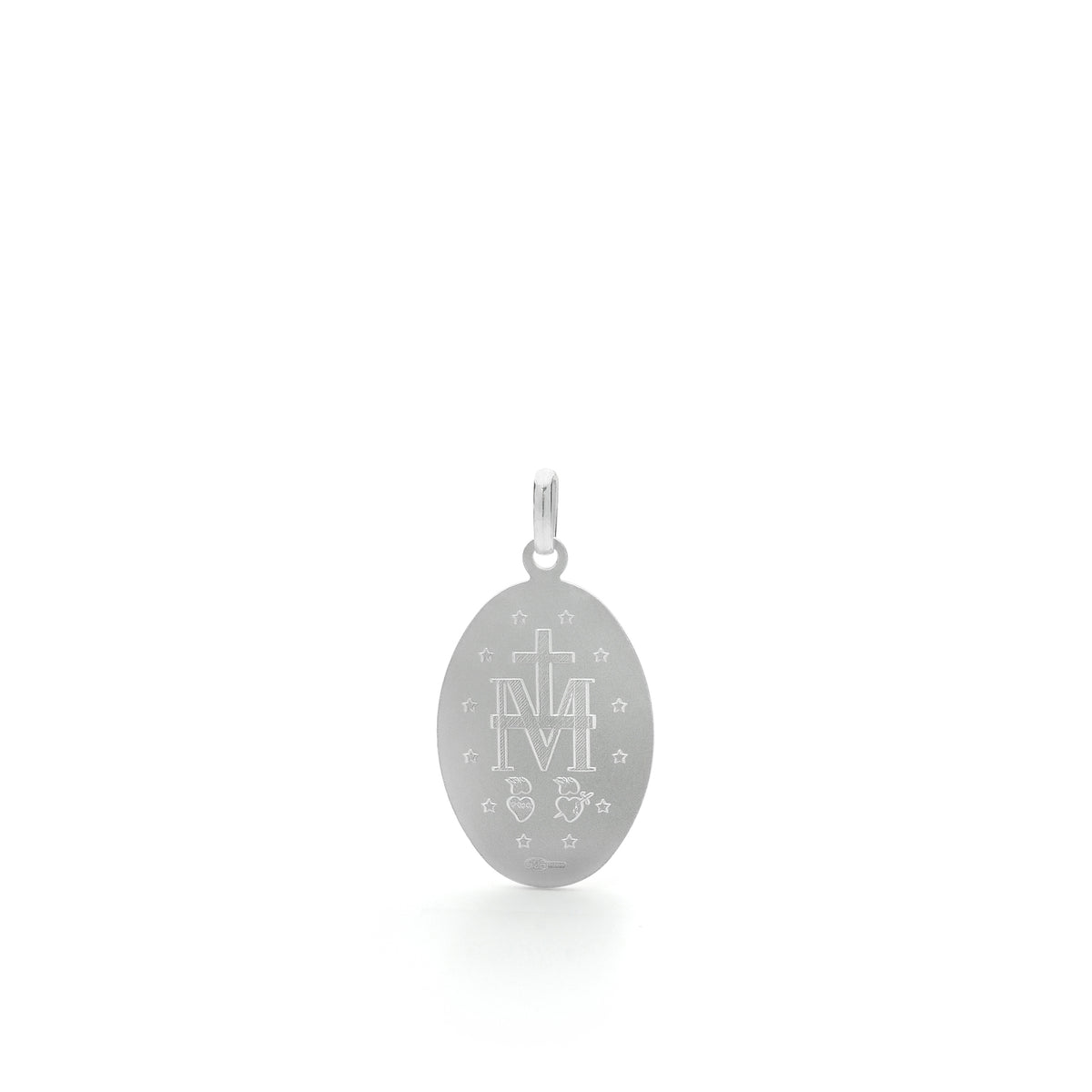 Sterling Silver Our Lady of Miraculous Medal Box Chain Necklace