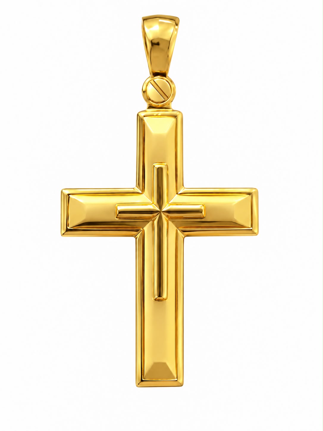 18KT Yellow Gold Shiny and Matt Cross Pendant