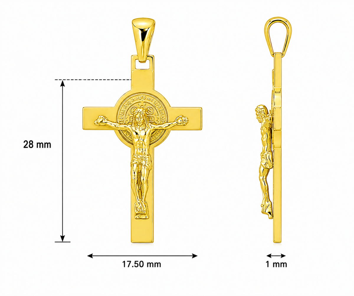 18KT Yellow Gold Saint Benedict Crucifix Pendant