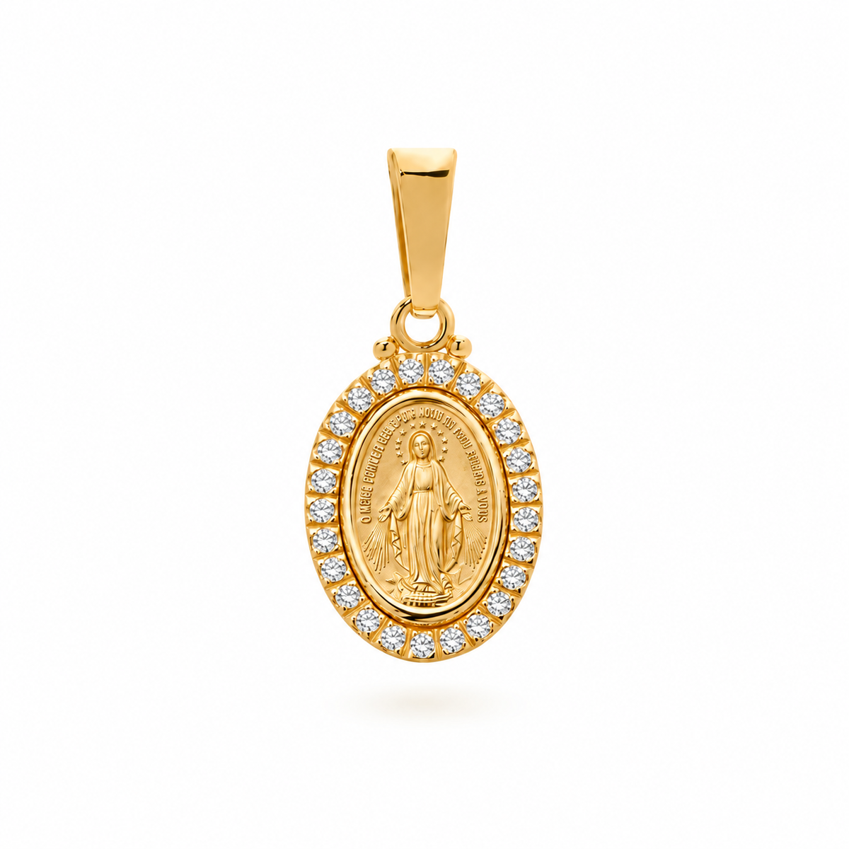 18KT Yellow Gold Lady of Miraculous Diamond Medal Necklace