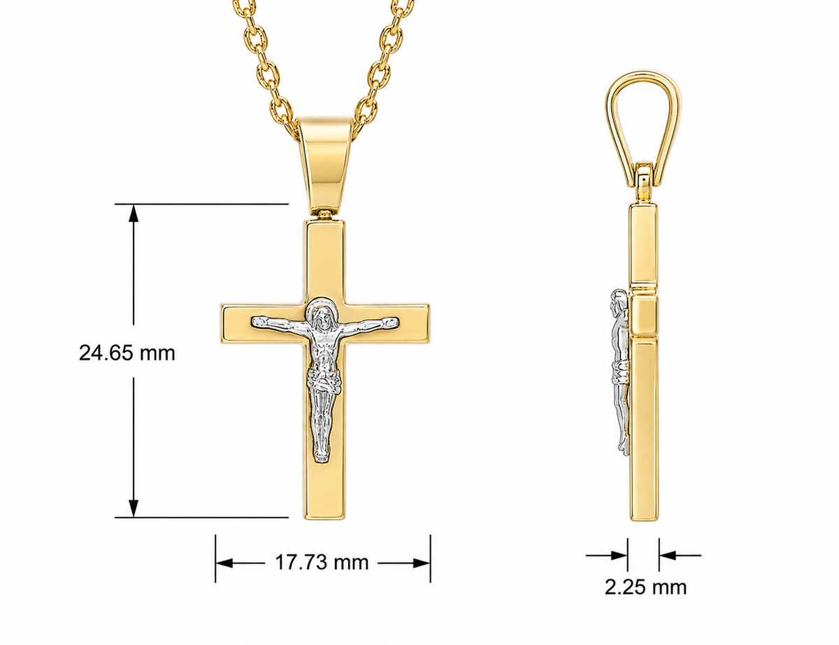 18KT Yellow And White Gold Crucifix