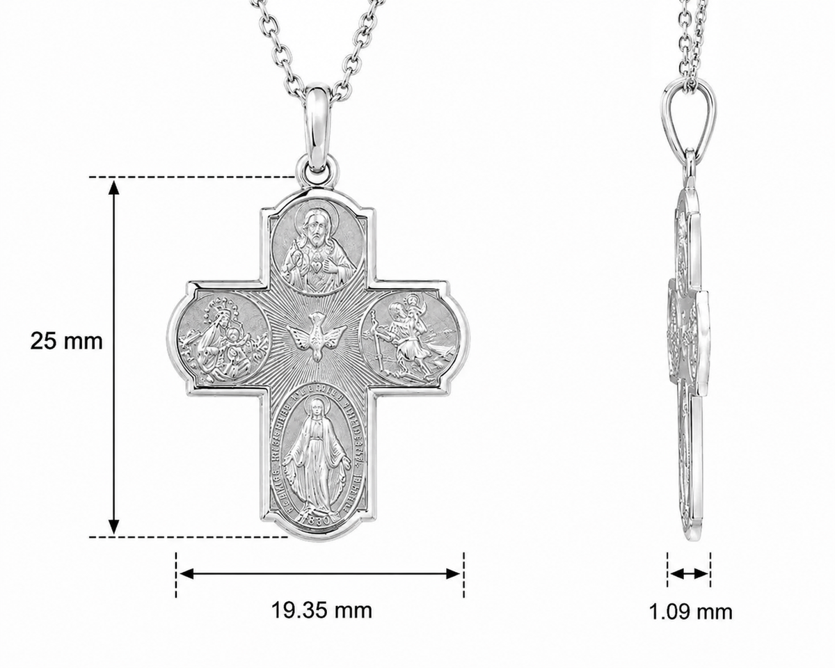 18KT White Gold Scapular Cross Pendant