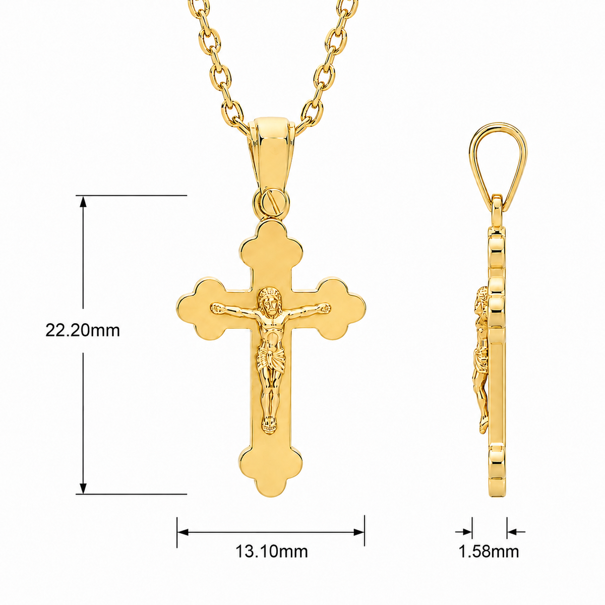 18KT Yellow Gold Orthodox Cross Pendant