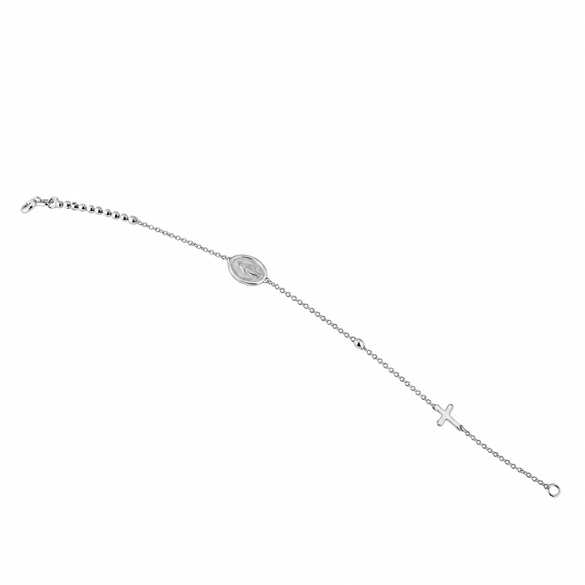 18KT White Gold Rosary Bead Bracelet
