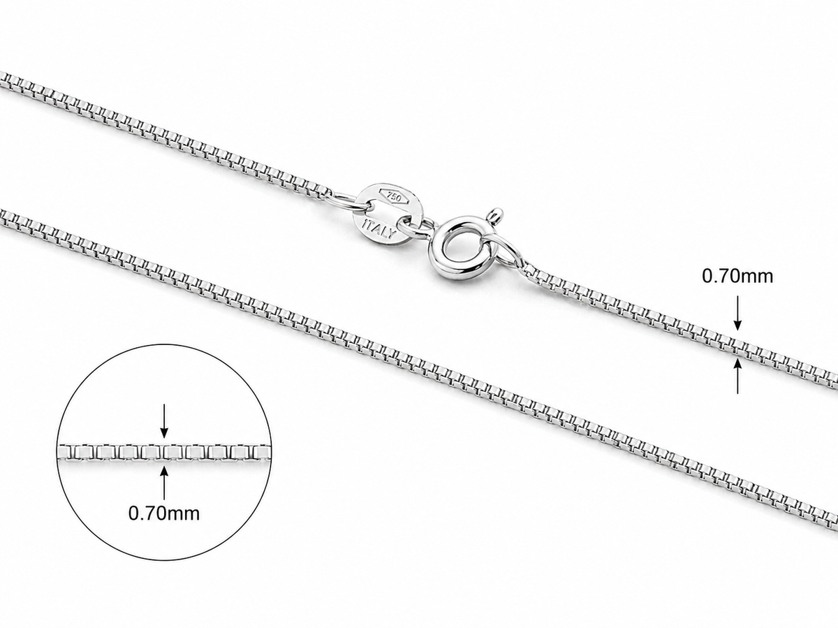 18KT White Gold Box Chain