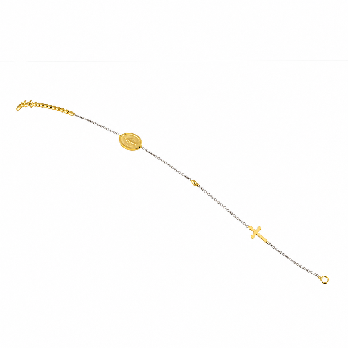 18KT Yellow and White Gold Rosary Bead Bracelet